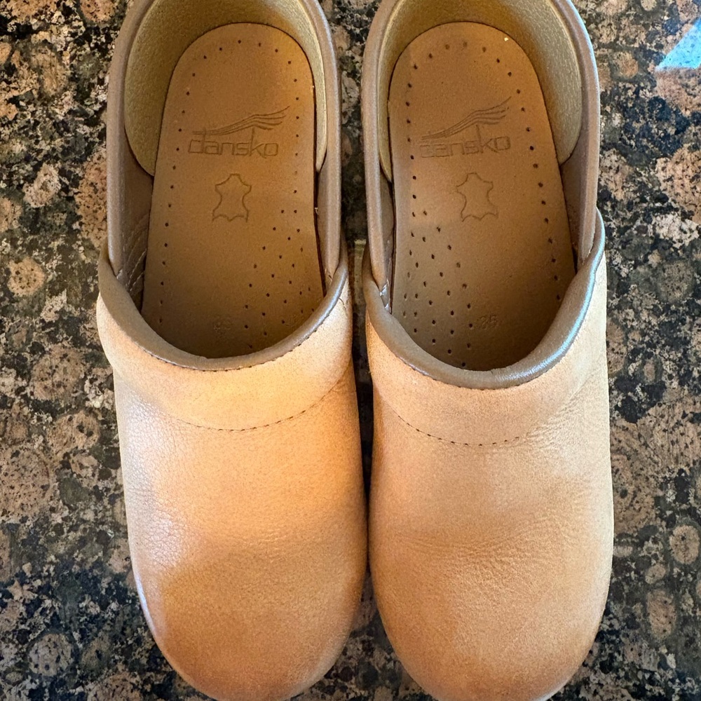 Dansko Tan Leather Slip-On Women's Moccasins